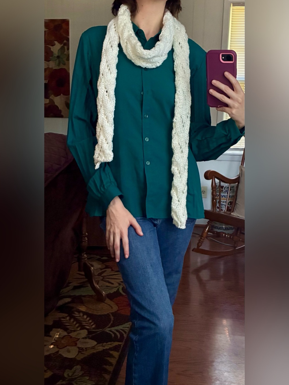 Rory Gilmore s4 inspired lace knit white to ivory ombre scarf